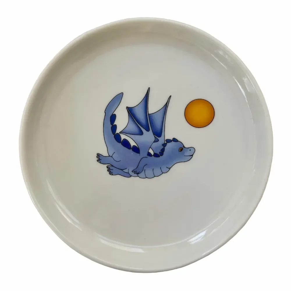 IKEA Smaskig Vintage 1999 Flying Dragon Plate & Bowl Set Porcelain 16558 Footed